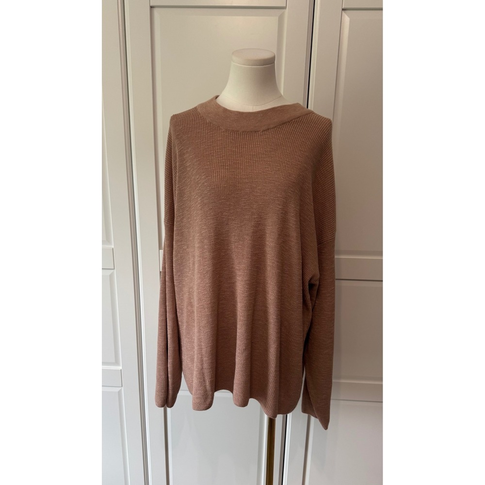 Free People Beach Oversized Knit Sweater Tuscan Clay Pink L NEW